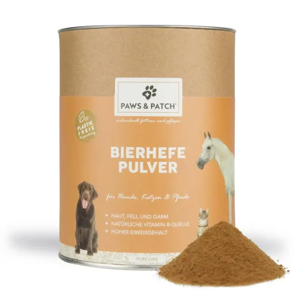 Paws & Patch Bierhefe Pulver 150g für Hunde, Katzen und Pferde